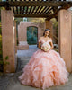 Elegant Off The Shoulder Quinceanera Dresses Ball Gown Beaded Lace Organza Ruffles Princess Sweet 16 Dress