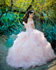 Elegant Off The Shoulder Quinceanera Dresses Ball Gown Beaded Lace Organza Ruffles Princess Sweet 16 Dress