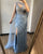 Luxury Blue V-neck Sexy Evening Gowns 2021 Diamond Bead Sleeveless Mermaid Formal Dress AW70301