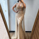 Luxury Champagne V-neck Sexy Evening Gowns 2021 Diamond Bead Sleeveless Mermaid Formal Dress AW70301
