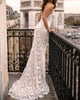 Unique Lace Wedding Dress Mermaid Spaghetti Straps Sexy Lace Bridal Gowns 2023