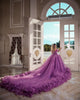 Purple Tulle Wedding Dresses Ruffles Skirt Sexy Deep V-Neckline Ball Gown Bridal Wedding Gowns 803072