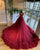 Burgundy Ruffles Wedding Dresses Tulle Skirt Ball Gown Sexy Plunge V-Neck Bridal Wedding Gowns 803073