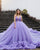 Purple Tulle Wedding Dresses Ball Gown Spaghetti Straps V-Neck Beaded Bridal Wedding Gowns 803076