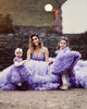 Purple Tulle Wedding Dresses Ball Gown Spaghetti Straps V-Neck Beaded Bridal Wedding Gowns 803076