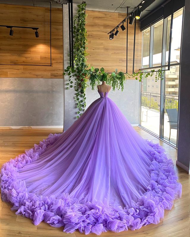 Purple Tulle Quinceanera Dresses Ball Gown Spaghetti Straps V-Neck Beaded Sweet 16 Dress 803076 Purple Tulle Quinceanera Dresses Ball Gown Spaghetti Straps V-Neck Beaded Sweet 16 Dress 803076