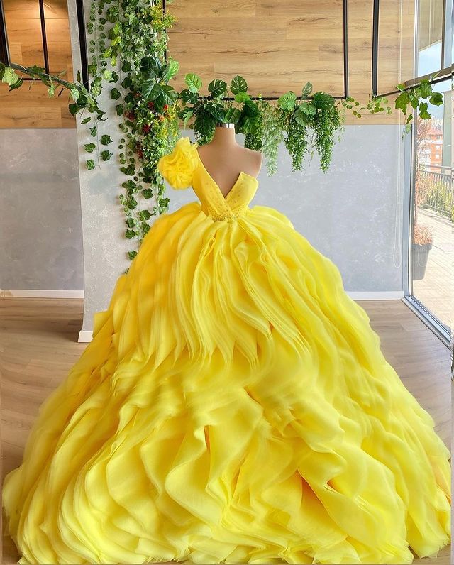 Lavishing Yellow Party Wear Gown | Latest Kurti Designs