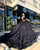 Gothic Black Wedding Dresses Ball Gown Tulle Skirts Sexy Spaghetti Straps V-Neck Bridal Wedding Gowns 803181