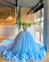 Gorgeous Light Blue Tulle Quinceanera Dresses Ruffles Sexy V-Neck Princess Ball Gowns vestidos de quinceañera Sweet 16 Dress
