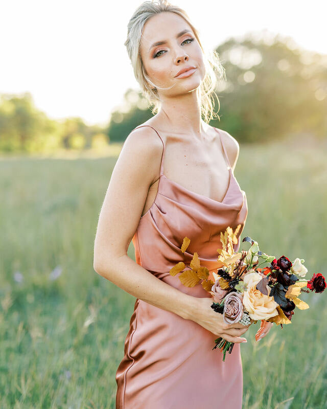 2021 Elegant Bridesmaid Dresses with a Cowl Neckline Sheath Party Gowns Floor Length 2021 Elegant Bridesmaid Dresses with a Cowl Neckline Sheath Party Gowns Floor Length