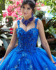 Royal Blue Lace Quinceanera Dresses Sequined 3D Flowers Tulle Ball Gowns Sweet 16 Dress vestidos de quinceañera