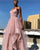 Sparkly Blush Pink Prom Dresses Sequined Spaghetti Straps A-line Pageant Party Gowns with Ruffles