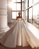 Fabulous Satin Ball Gown Wedding Dresses With Pearls Strapless 2022 Bridal Gowns with Bowknot