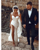Sexy Satin Wedding Dresses Sweetheart Beach Wedding Gown Mermaid 2022 Bridal Dress with Split Side