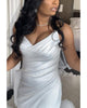 Sexy Mermaid Wedding Dresses Satin Strapless Organza Ruffles Wedding Gown 2022 Bridal Dress Long Train