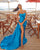 Sexy Blue Satin Prom Dresses Sheath Split Side Strapless Long Pageant Party Gowns AW181119