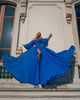 Royal Blue Prom Dresses with Puffy Sleeves A-line Chiffon Long Prom Party Gowns 2022