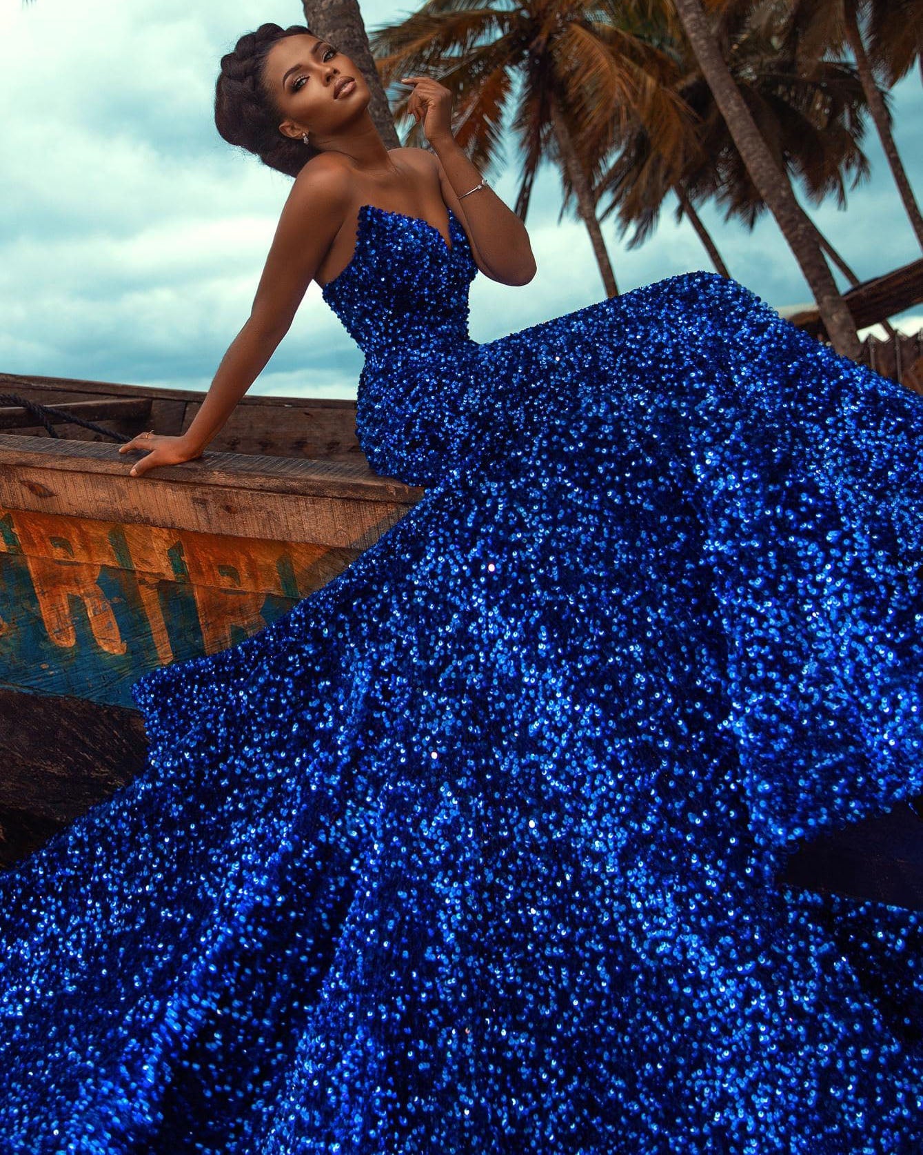 Sequined Royal Blue Prom Dresses Strapless Long Mermaid Formal Dress A angelaweddings Sequined Royal Blue Prom Dresses Strapless Long Mermaid Formal Dress A angelaweddings