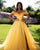 Yellow Prom Dresses Off The Shoulder Cap Sleeves Long Evening Dress AW2202241