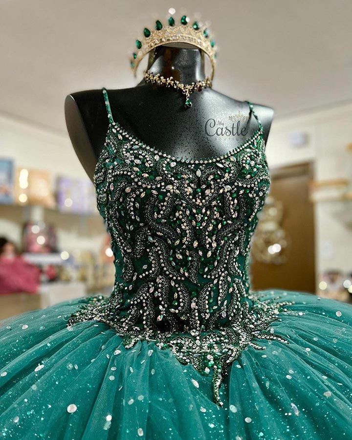 Emerald Green Quinceanera Dress Sequined Sparkly Tulle Ball Gowns Sweet 16 Vestidos de Quinceaera AW2207201 Emerald Green Quinceanera Dress Sequined Sparkly Tulle Ball Gowns Sweet 16 Vestidos de Quinceaera AW2207201