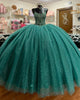 Emerald Green Quinceanera Dress Sequined Sparkly Tulle Ball Gowns Sweet 16 vestidos de quinceañera AW2207201