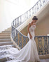 Spaghetti Strap Lace Wedding Dress with Long Lace Train Summer Beach Bridal Gowns Mermaid
