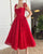 Vintage Red Prom Dresses with Spaghetti Straps 1950s Fashion Party Gowns Tea Length