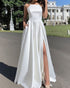 Simple Satin Wedding Dress with Spaghetti Straps Summer Beach Bridal Gowns AW2207272
