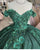 Sparkly Emerald Green Lace Floral Quinceanera Dresses Sequined Sweet 16 Dress Ball Gown Real Photos