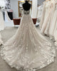 Delicate Sheer Lace Wedding Dress Beaded Pearls Square Neckline Sexy Lace Bridal Wedding Gowns 2023