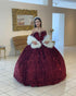 Sparkly Burgundy Quinceanera Dress Sequins Off The Shoulder Sweet 16 Dress Ball Gown vestidos de quinceañera