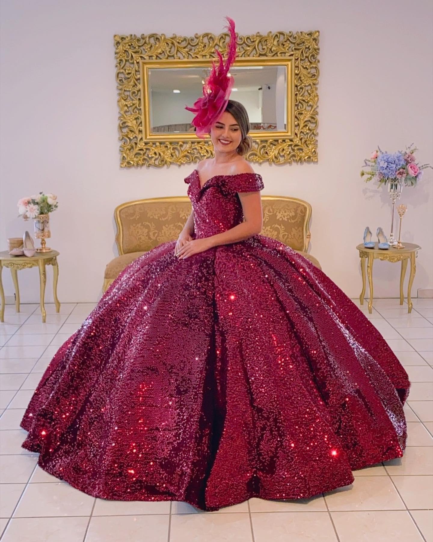 Popular Sparkly Burgundy Quinceanera Dress Sequins Off The Shoulder Sw angelaweddings Popular Sparkly Burgundy Quinceanera Dress Sequins Off The Shoulder Sw angelaweddings