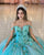 Beautiful Turquoise Quinceanera Dress with Big Bow 3D Lace Floral Sweet 16 Dresses Ball Gown Tulle vestidos de quinceañera