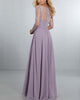 Sexy Sheer Long Sleeve Bridesmaid Dresses V-Neck Beadings Light Purple Chiffon Bridesmaid Dress