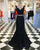 Elegant Black Lace Mermaid Prom Dresses Formal Two Pieces Prom Party Gowns 2018