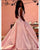 Pink Elastic Satin Prom Dresses with V Neckline 2018 Elegant Prom Gowns with Beadings