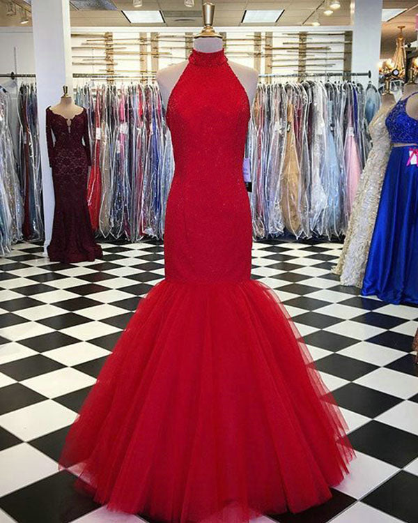 Simple Red Satin Mermaid Evening Dresses Tulle Ruffles 2018 Sexy Evening Gowns Long Simple Red Satin Mermaid Evening Dresses Tulle Ruffles 2018 Sexy Evening Gowns Long