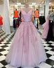 Coral Lace Prom Dresses with V Neckline Long Tulle Pageant Gowns with Beadings