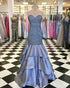 Gorgeous Mermaid Evening Dresses Sequined Beadings Sweetheart Elastic Satin Long Formal Evening Gowns New