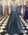 Sparkly Prom Dresses with V Neckline Beaded 2018 Elegant Gray Prom Gowns with Beadings
