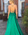 Popular 2018 Green Prom Dresses with Spaghetti Straps Sexy Long Prom Gowns Split Party Dress