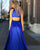 Fashion 2018 Royal Blue Prom Dresses with Pocket O-Neck Long Prom Party Gowns Split Side