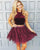 Popular Real Burgundy Lace Two Pieces Homecoming Dresses Short Prom Gowns