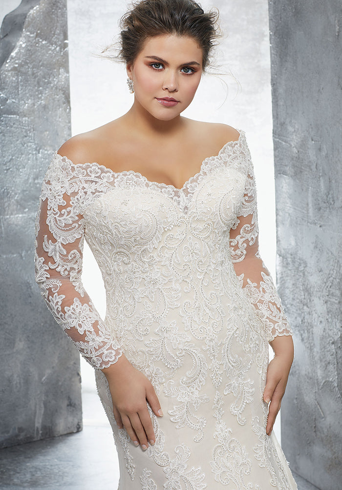 Elegant Plus Size Lace Mermaid Wedding Dresses with Long Sleeves Elegant Plus Size Lace Mermaid Wedding Dresses with Long Sleeves