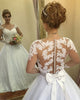 2019 Sexy Lace Wedding Dresses Sheer Long Sleeve Appliques Elegant Wedding Gowns with Bow