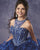 Navy Blue Organza Quinceanera Dress Beaded Jewel Puffy Ruffles Ball Gown vestidos de quinceañera