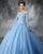 2018 Sky Blue Tulle Quinceanera Dresses with Full Sleeve Beaded Lace Puffy Ball Gown vestidos de quinceañera