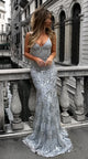 Sexy Gray Mermaid Evening Dress Backless Party Gown 2018