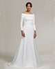 Duchess Inspired Wedding Dress Featuring a Six Panel, Sateen Sculpted A-Line Silhouette and Modern Sabrina Neckline with an Extended Chapel Train