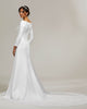Modern Satin Wedding Dress 2018 Full Sleeve Sabrina Neckline Elegant Stylish Wedding Gowns for Brides